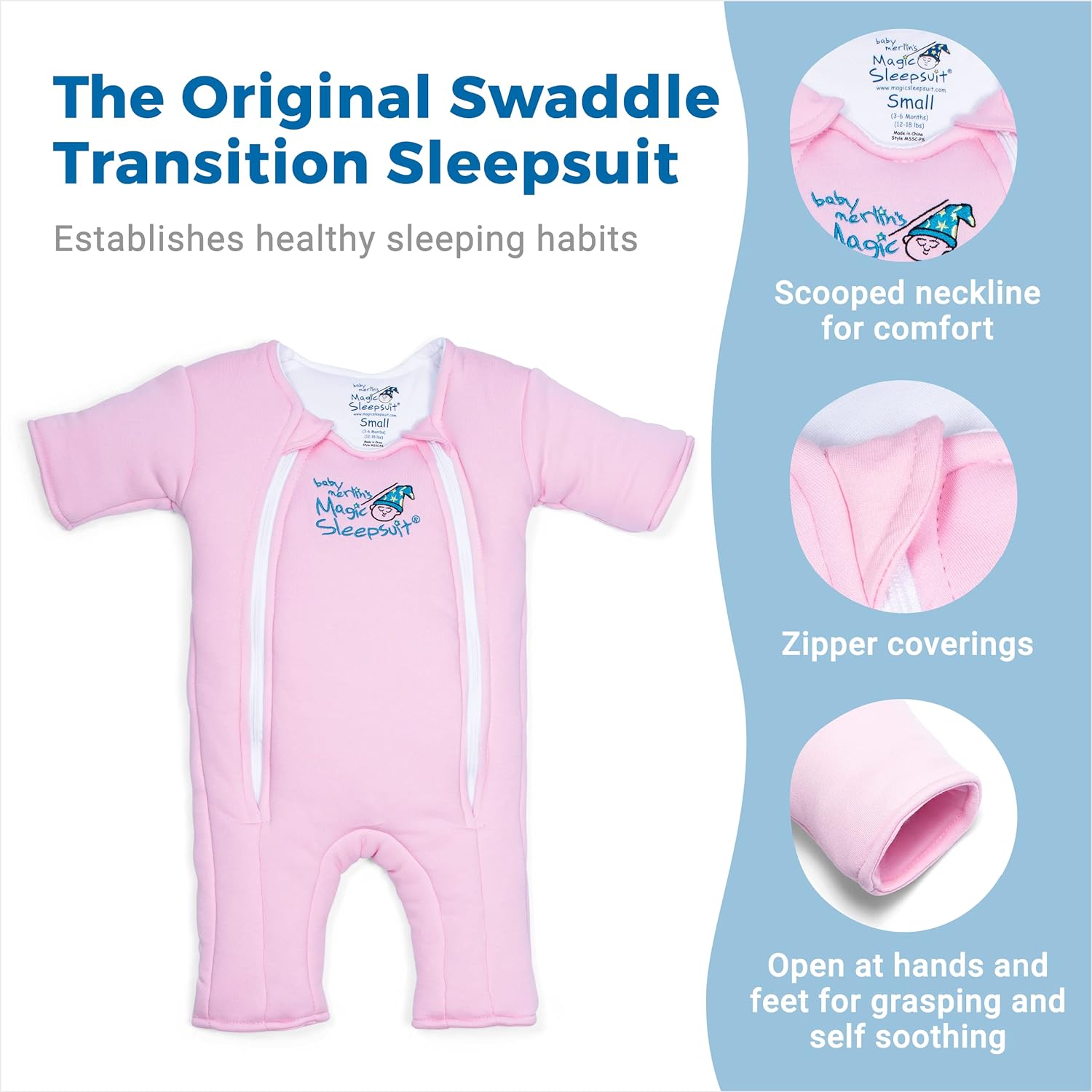 Baby Merlin's Magic Sleepsuit - 100% Cotton Baby Transition Swaddle - Baby Sleep Suit - Yellow - 3-6 Months - Image 2